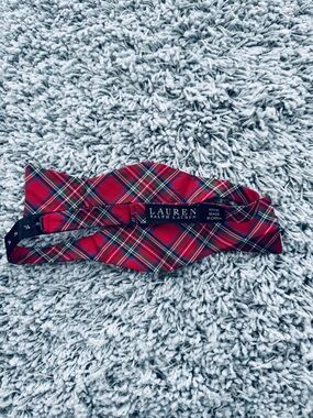 Lauren Ralph Lauren Red Royal Stewart Tartan Plaid Bow Tie OS